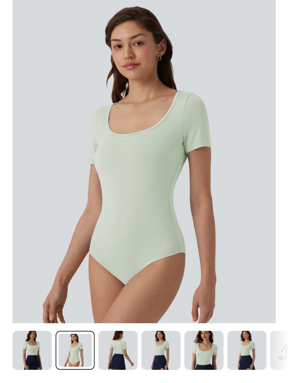 HALARA Short-Sleeve Scoop Neck Bodysuit in Mint